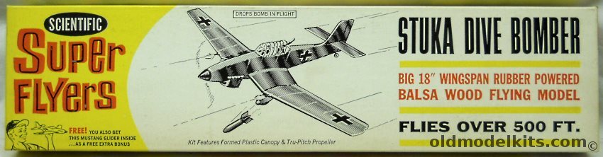 Scientific Ju-87 Stuka Dive Bomber Drops Bombs in Flight / With P-51D Mustang Glider - 18 Inch Wingspan Flying Aircraft, 153-100 plastic model kit